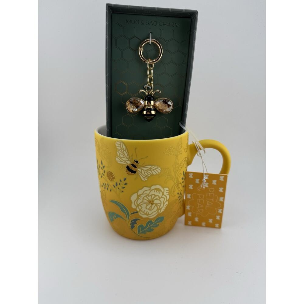 Yellow Bee Ceramic Mug with Bee Keychain